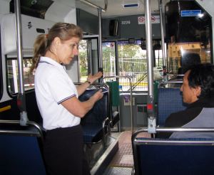Karen Armstrong training bus drivers in NSW