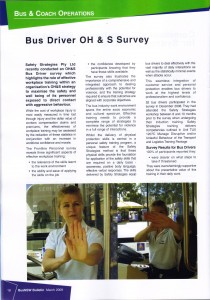 Bus NSW Bulletin March 2009 featuring Safety Strategies OH&S Survey Page 1