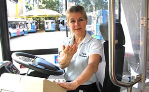 Karen Armstrong training bus drivers in safety strategies